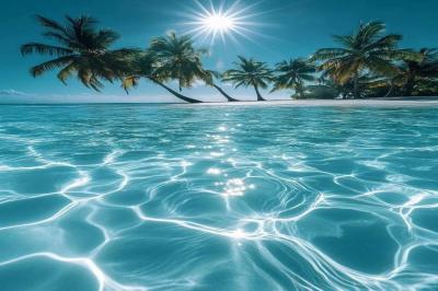 Clear pool water with palm trees around. #beach 